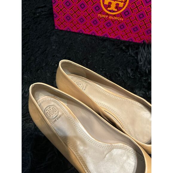 TB TORY BURCH nude tan leather flats slip on shoes women’s 8.5 - Picture 5 of 8